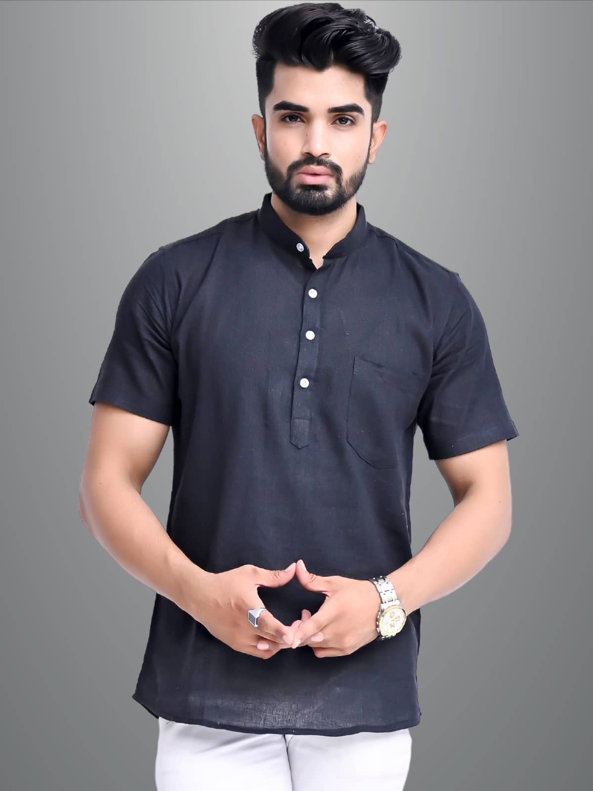 QuaClo - Black Cotton Men's Regular Kurta ( Pack of 1 ) - Kurtas & Kurta Sets | Buy online on ZillyBuy