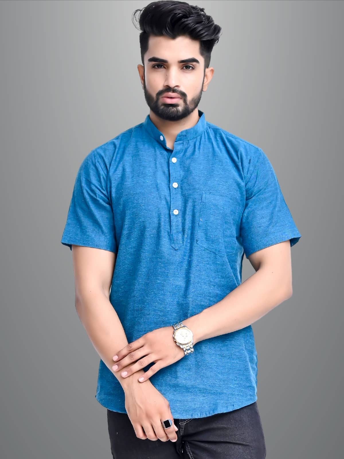 QuaClo - Blue Cotton Men's Regular Kurta ( Pack of 1 ) - Kurtas & Kurta Sets | Buy online on ZillyBuy