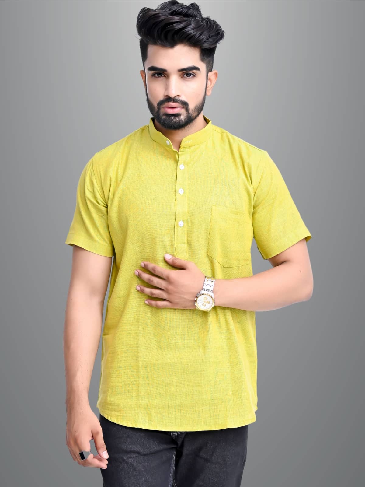 QuaClo - Lime Green Cotton Men's Regular Kurta ( Pack of 1 ) - Kurtas & Kurta Sets | Buy online on ZillyBuy