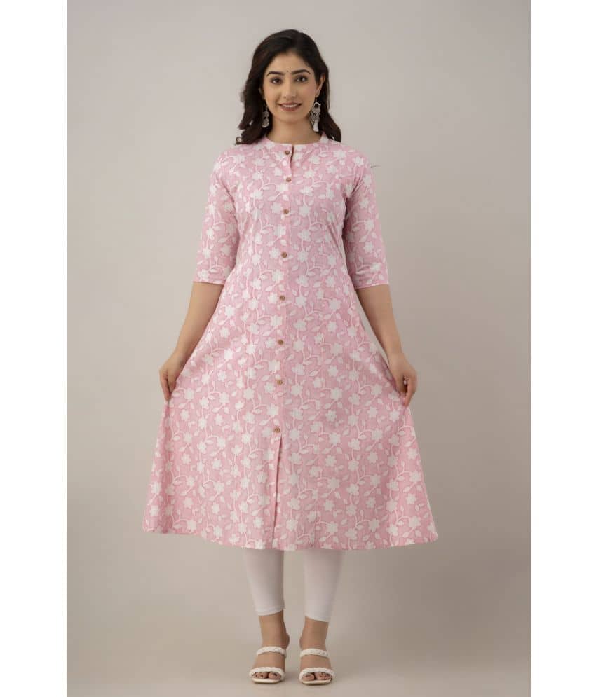 SREEJAA - Pink Cotton Women's Front Slit Kurti ( Pack of 1 ) - Kurtis, Tunics | Buy online on ZillyBuy