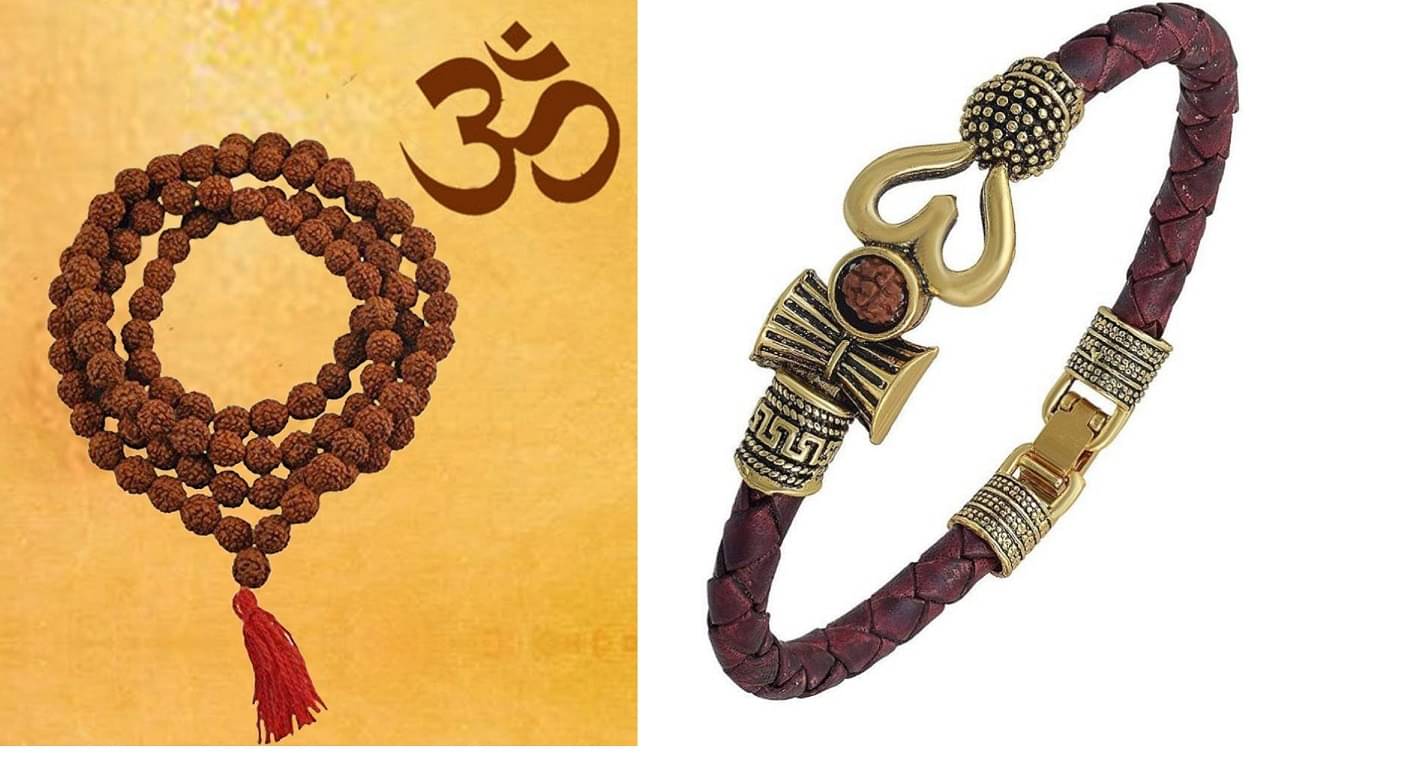     			Shri Astha Vinayak - Combo of Brown Rudraksha Mala With Trishul Damru Bracelet Kada