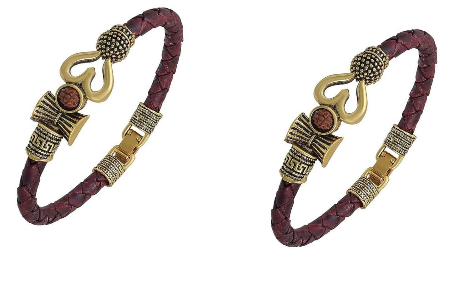 Shri Astha Vinayak - Trishul Damru Rudraksha Kada Bracelet ( Pack of 2 ) Shri Astha Vinayak - Trishul Damru Rudraksha Kada Bracelet ( Pack of 2 )