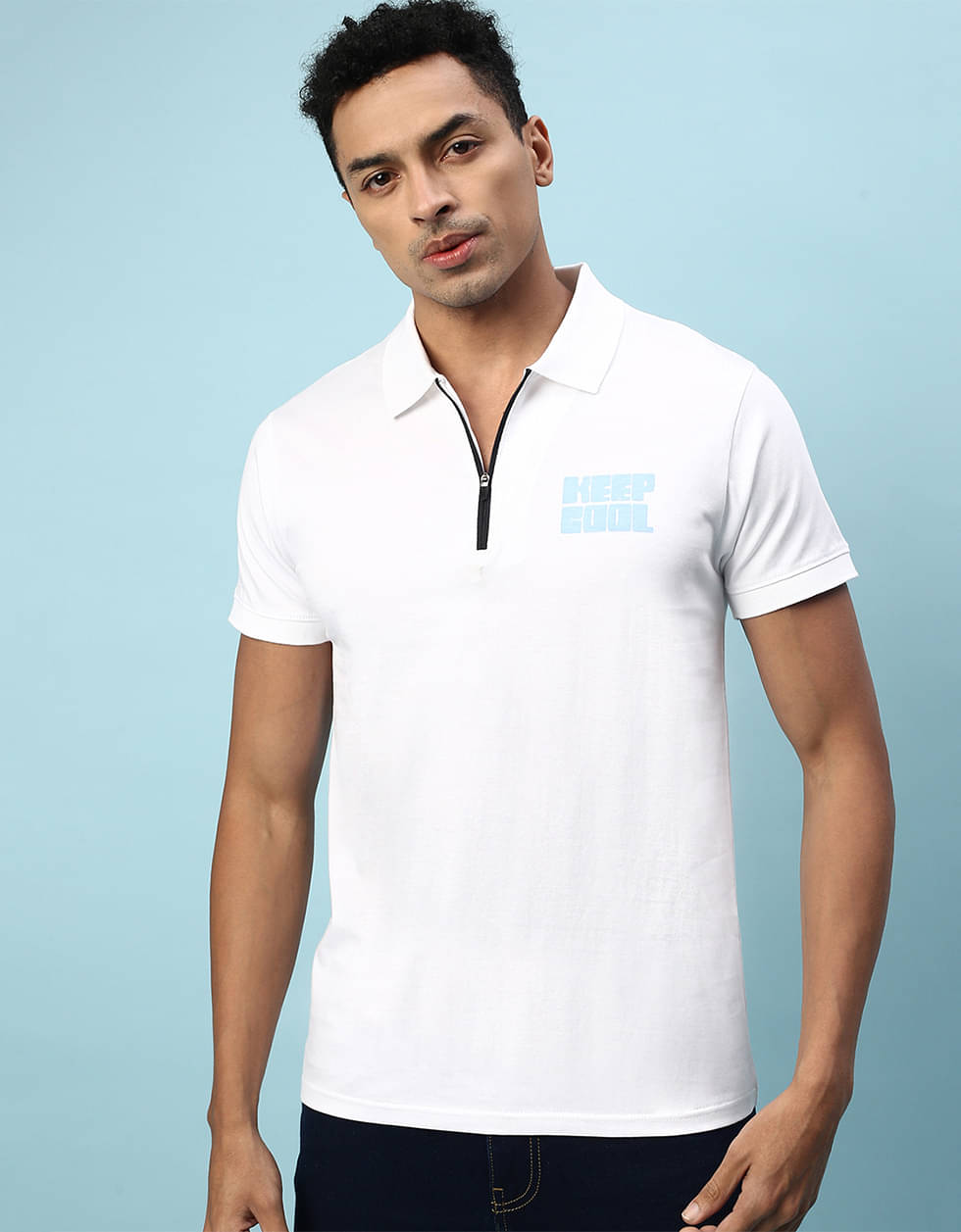 Veirdo Pack of 1 Cotton Regular Fit Printed Half Sleeves Men's Polo T Shirt ( White ) Veirdo Pack of 1 Cotton Regular Fit Printed Half Sleeves Men's Polo T Shirt ( White )