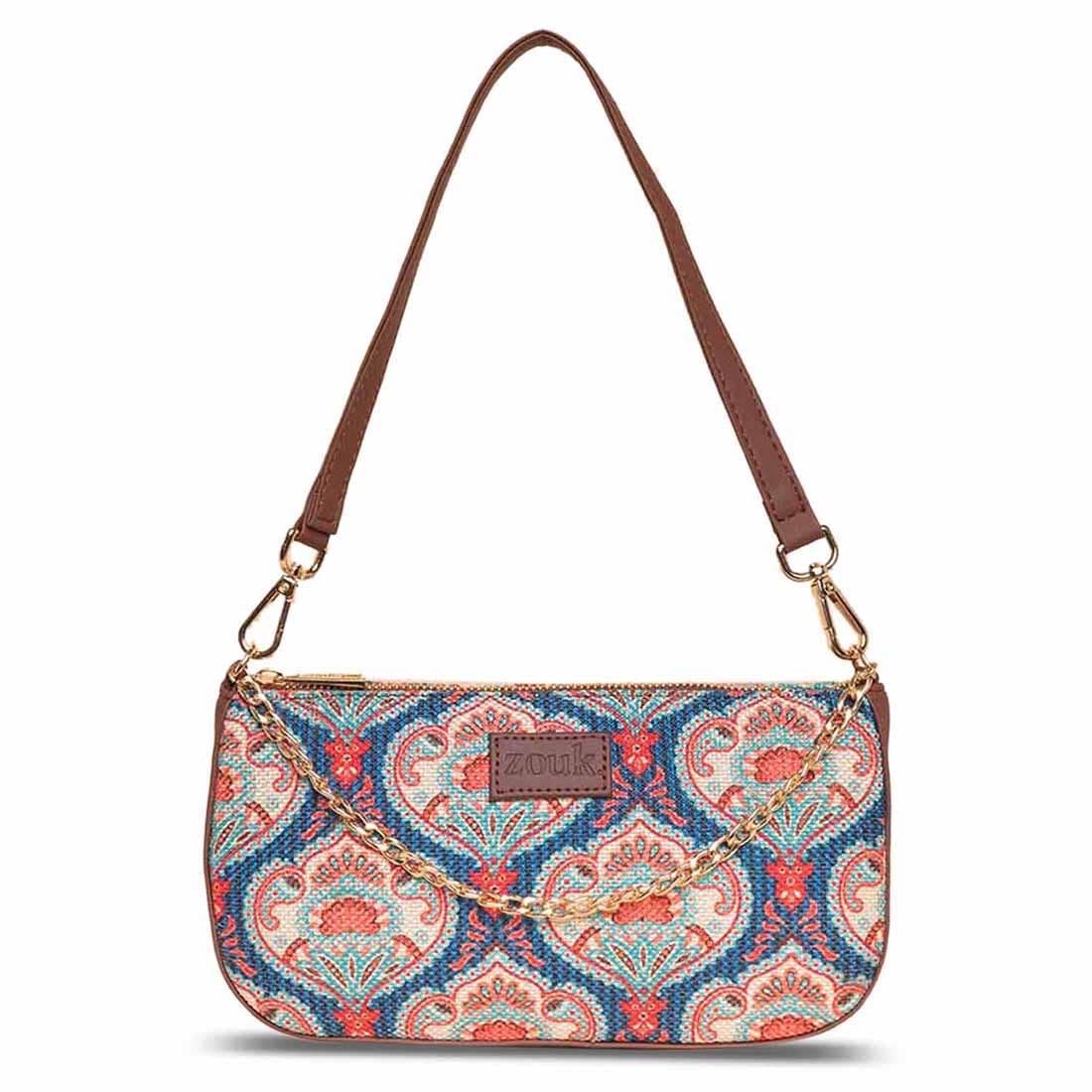 Zouk Shoulder Bag Jute Set of 1 ( Blue ) - Handbags | Buy online on ZillyBuy
