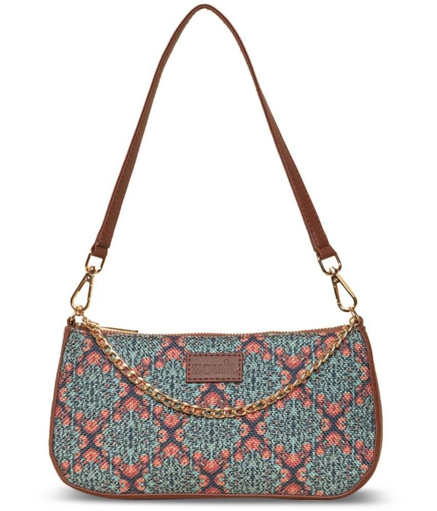     			Zouk Shoulder Bag Jute Set of 1 ( Green )