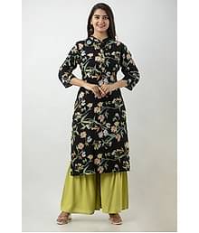 MAUKA - Black Straight Rayon Women's Stitched Salwar Suit ( Pack of 1 )