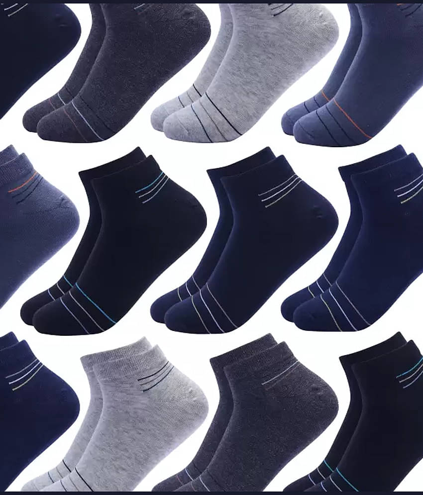 Broen - Cotton Men's Striped Multicolor Ankle Length Socks ( Pack of 12 )