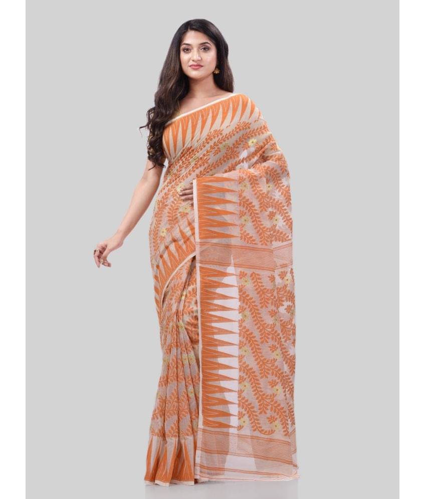 Desh Bidesh Cotton Woven Saree Without Blouse Piece ( Coral ) Desh Bidesh Cotton Woven Saree Without Blouse Piece ( Coral )