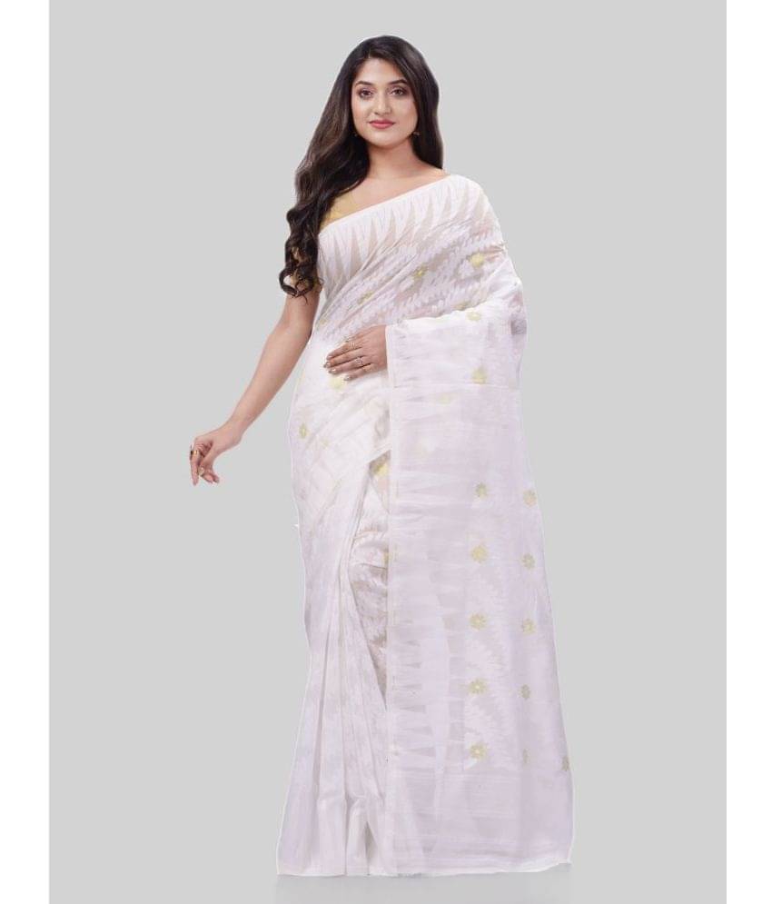 Desh Bidesh Cotton Woven Saree Without Blouse Piece ( White )     			Desh Bidesh Cotton Woven Saree Without Blouse Piece ( White )