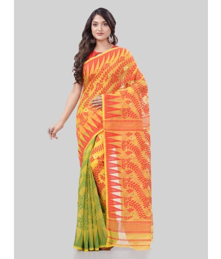 Desh Bidesh Cotton Self Design Saree Without Blouse Piece ( Yellow ) Desh Bidesh Cotton Self Design Saree Without Blouse Piece ( Yellow )