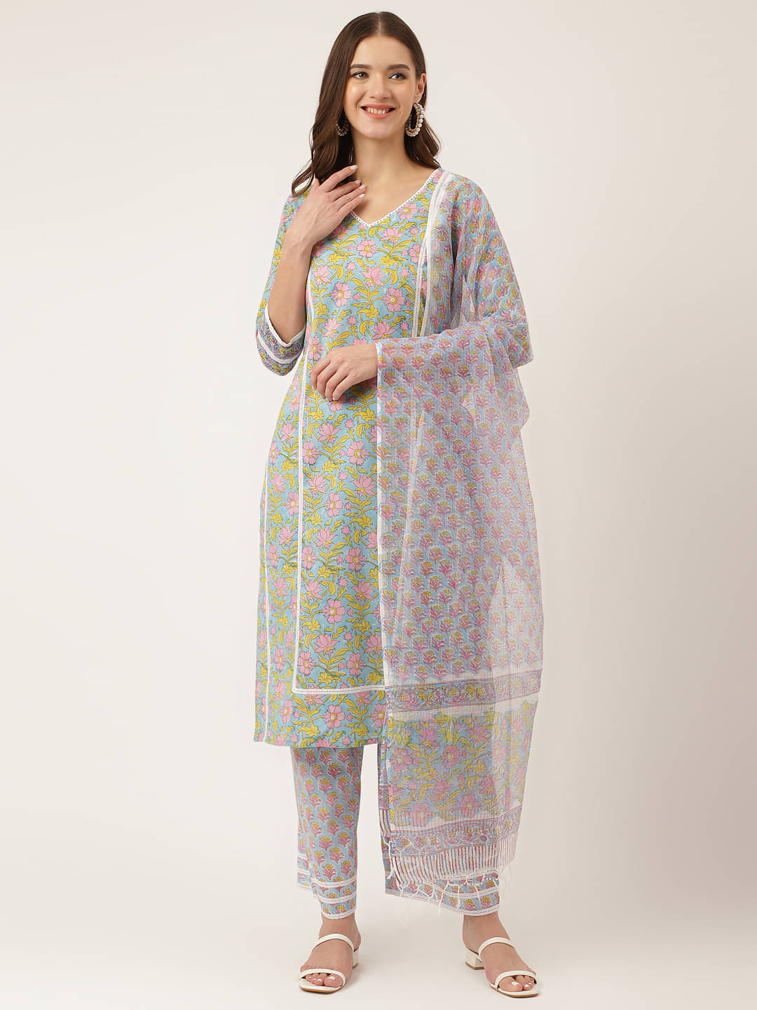 Divena - Blue Straight Cotton Women's Stitched Salwar Suit ( Pack of 1 ) Divena - Blue Straight Cotton Women's Stitched Salwar Suit ( Pack of 1 )