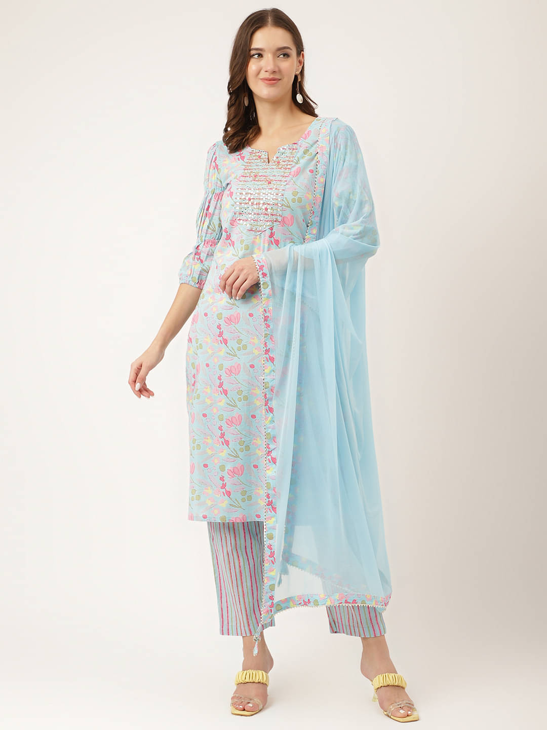     			Divena - Blue Straight Cotton Women's Stitched Salwar Suit ( Pack of 1 )