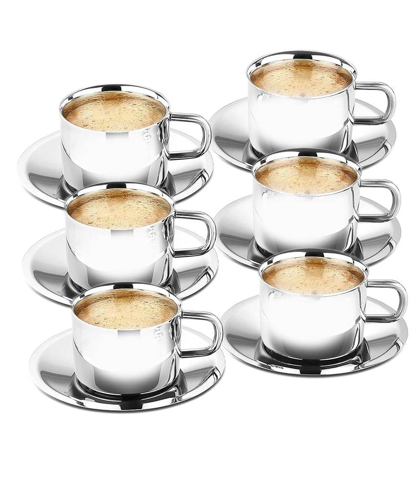     			Dynore - Steel Double Walled Tea Set 120 ml ( Pack of 6 )