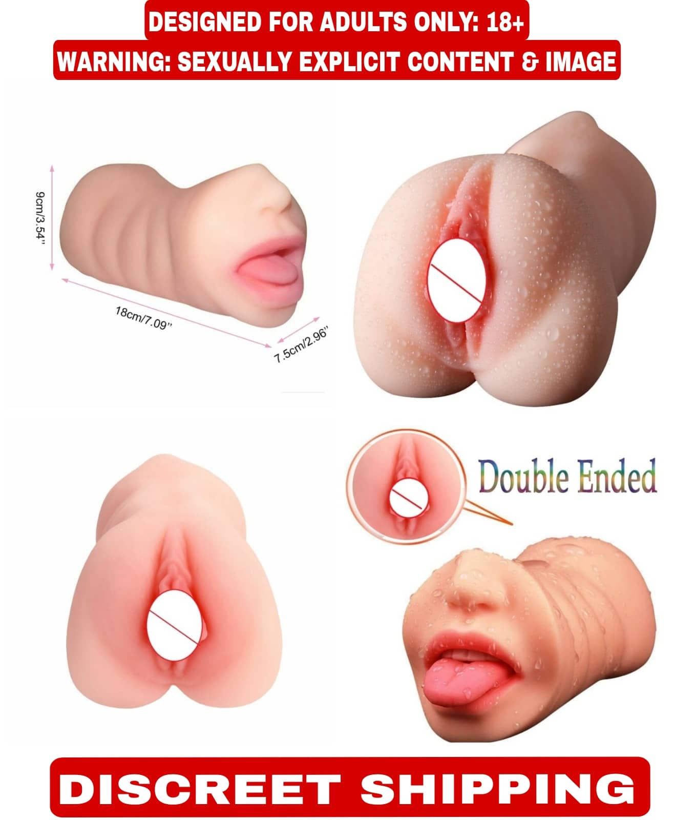 2 In 1 Mouth + Vagina - 3D Pocket Pussy - Blow Job - Indian Dark Male Masturbator Sex Toy For Men By KAMAHOUSE