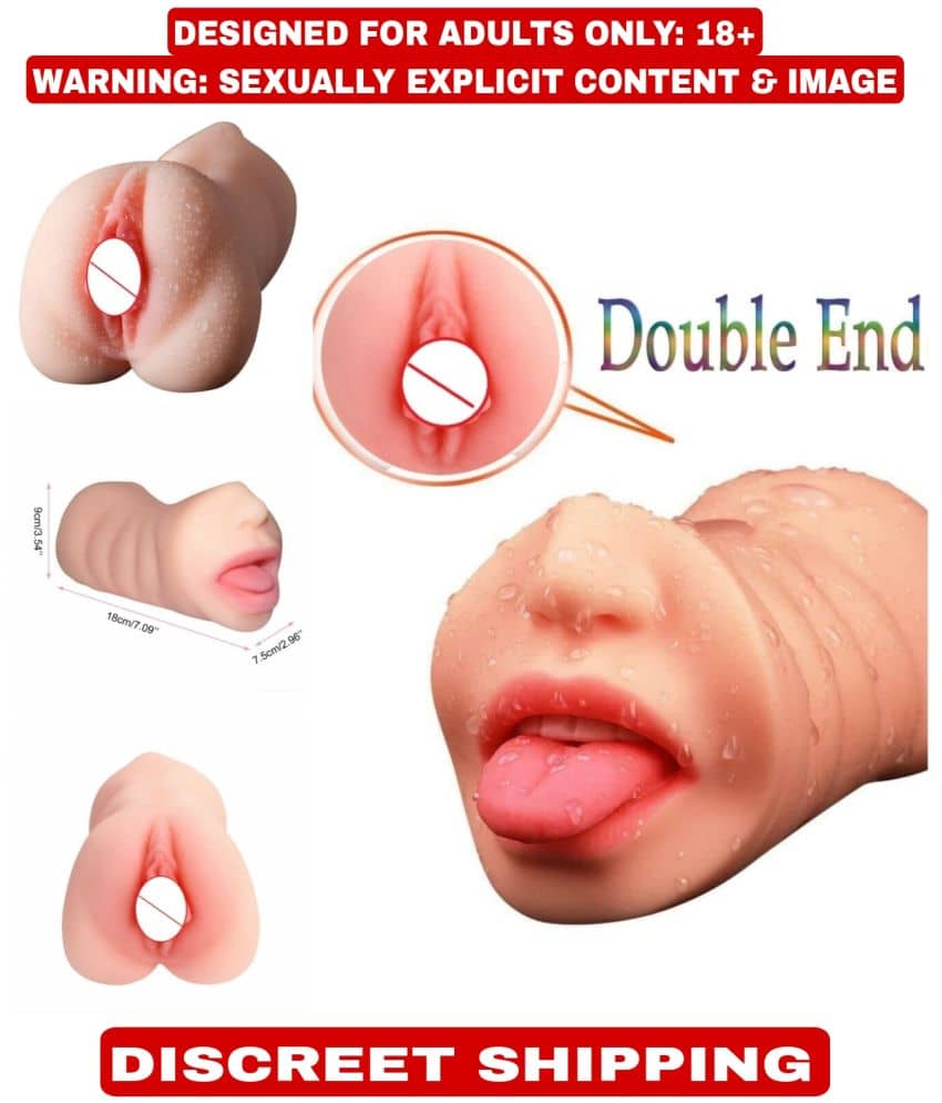 2 In 1 Mouth + Vagina - 3D Pocket Pussy - Blow Job - Indian Dark Male Masturbator Sex Toy For Men By KAMAHOUSE