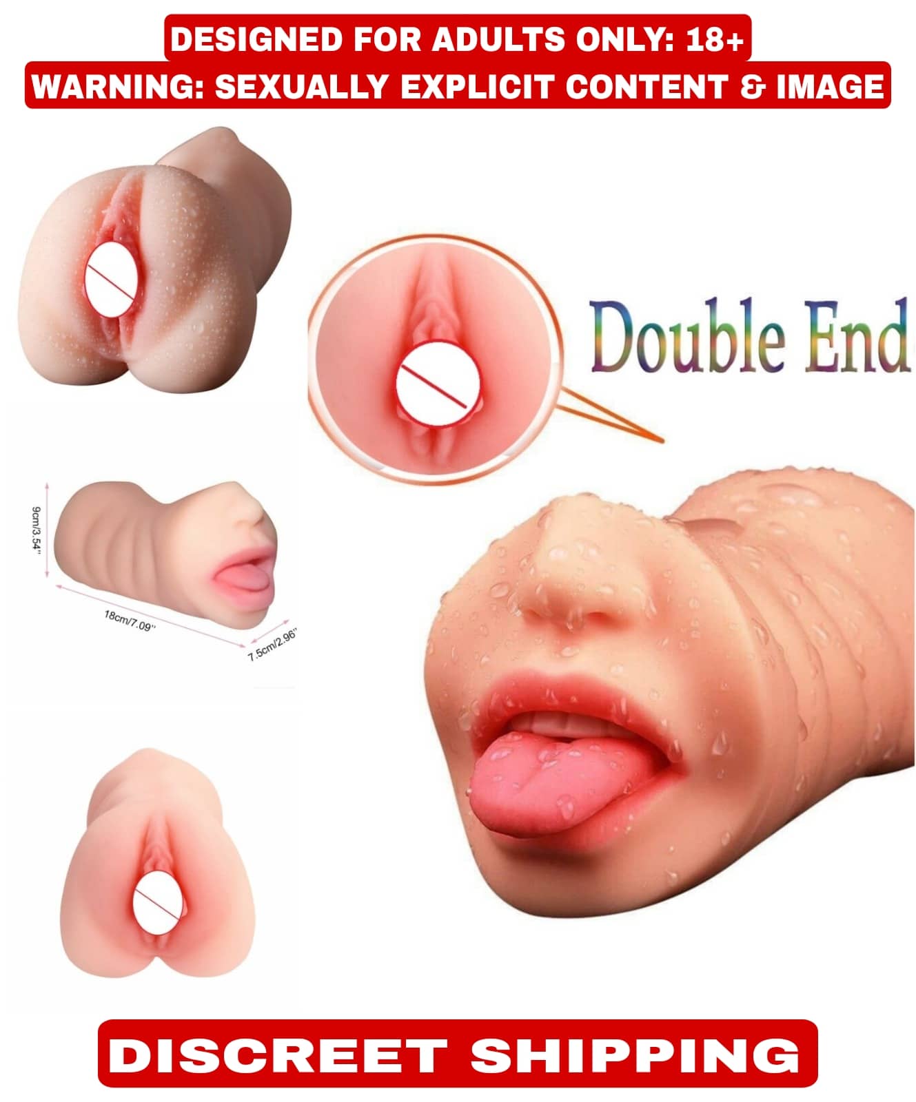 2 In 1 Mouth + Vagina - 3D Pocket Pussy - Blow Job - Indian Dark Male Masturbator Sex Toy For Men By KAMAHOUSE