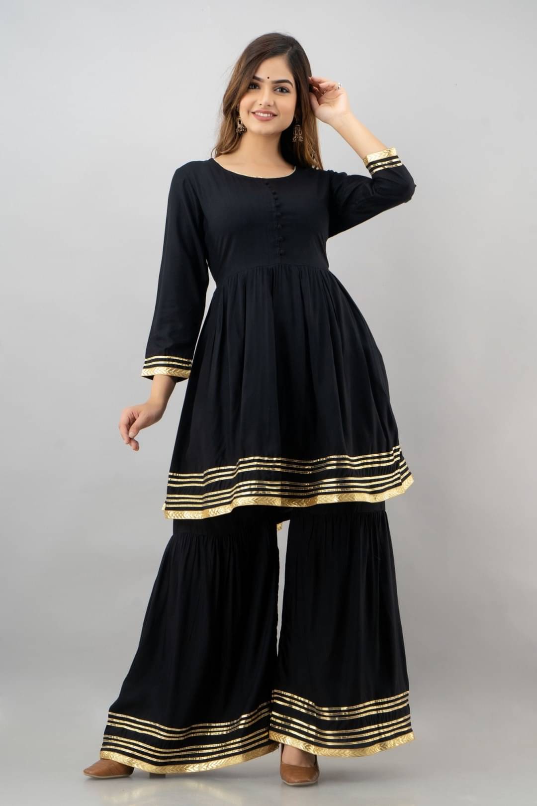     			ASHISH PRINT - Black Frock Style Rayon Women's Stitched Salwar Suit ( Pack of 1 )