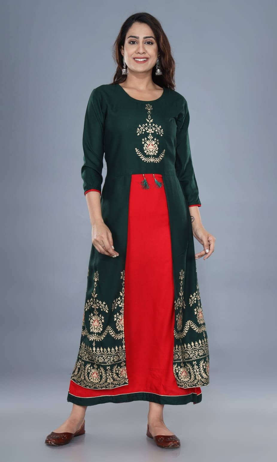 ASHISH PRINT - Green Rayon Women's Jacket Style Kurti ( Pack of 1 ) - Kurtis, Tunics | Buy online on ZillyBuy