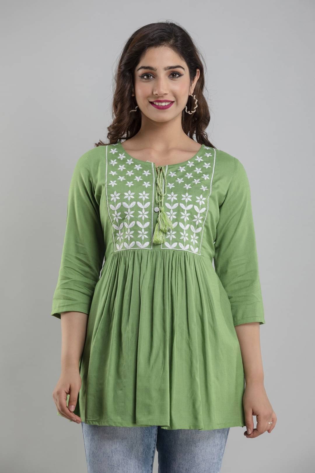 ASHISH PRINT Women's Rayon Peplum Top ( Green ) ASHISH PRINT Women's Rayon Peplum Top ( Green )