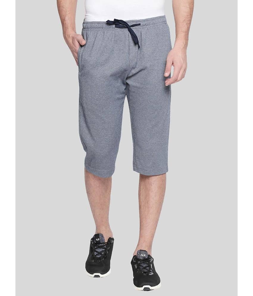 Avoq - Grey Melange Cotton Blend Men's Three-Fourths ( Pack of 1 ) - Shorts | Buy online on ZillyBuy
