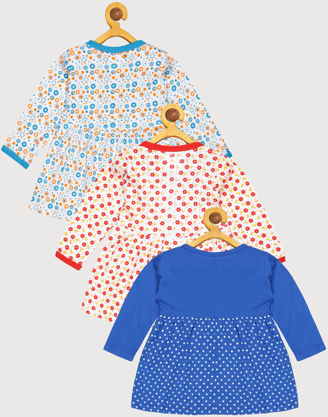 Babeezworld Pack of 3 Baby Girls Cotton Frock ( Multi )