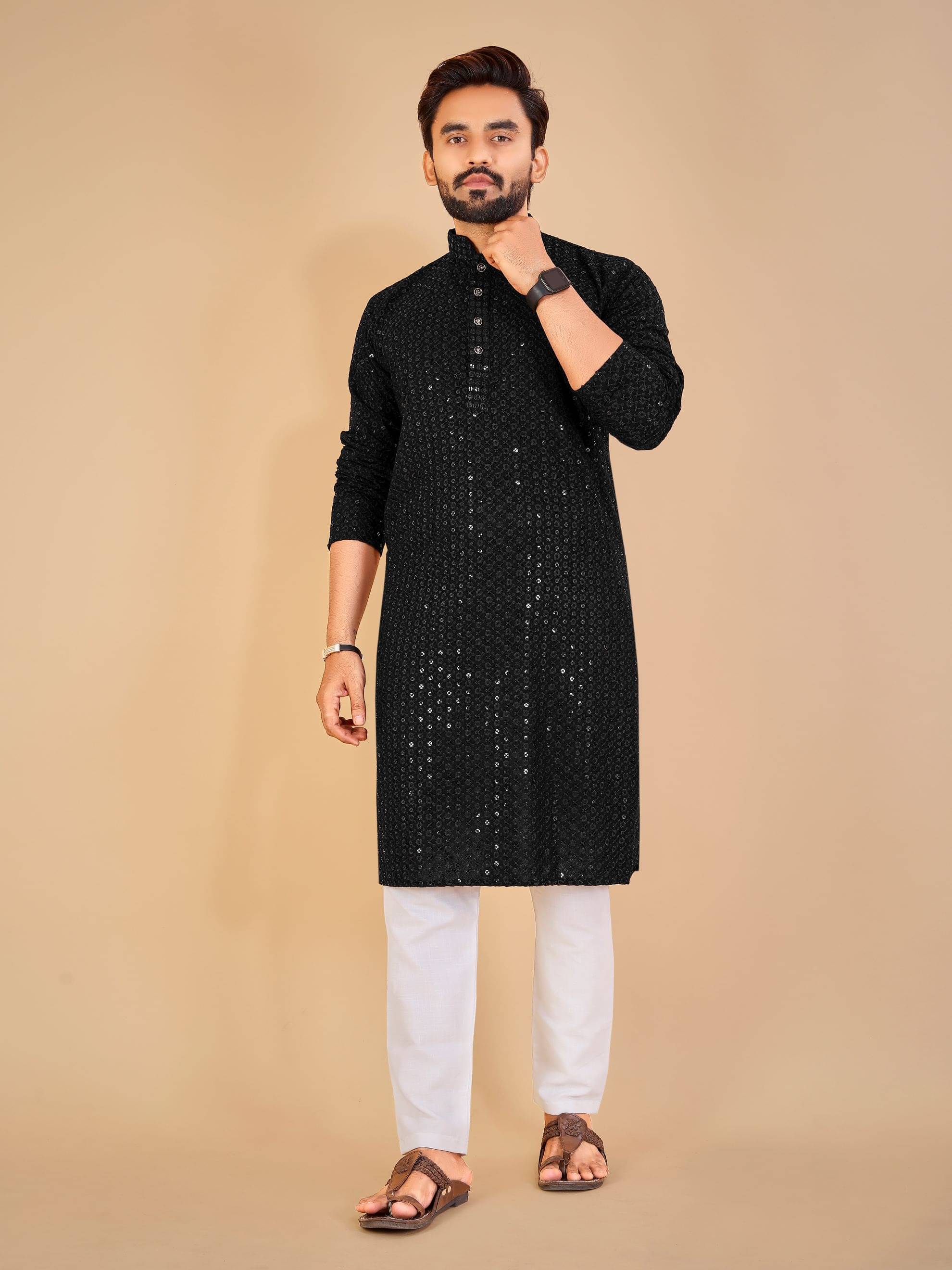     			Balaji's - Black Cotton Regular Fit Men's Kurta Pyjama Set ( Pack of 1 )