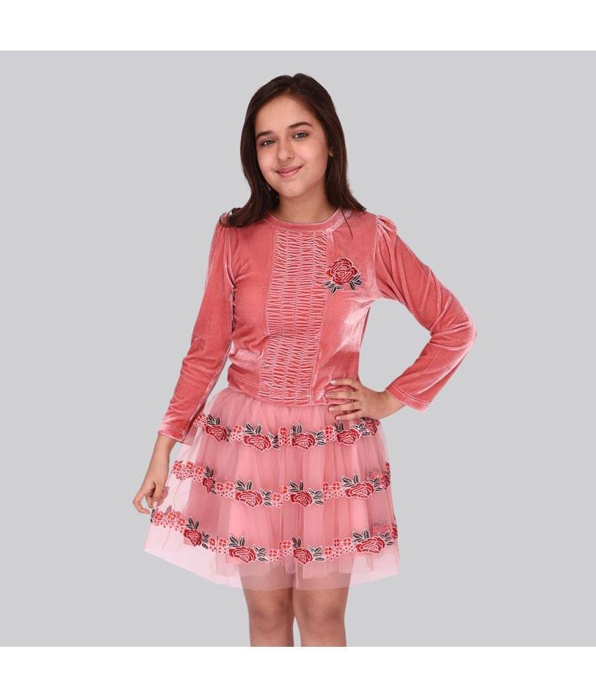     			Cutecumber Pack of 1 Girls Net Top With Skirt ( Peach )