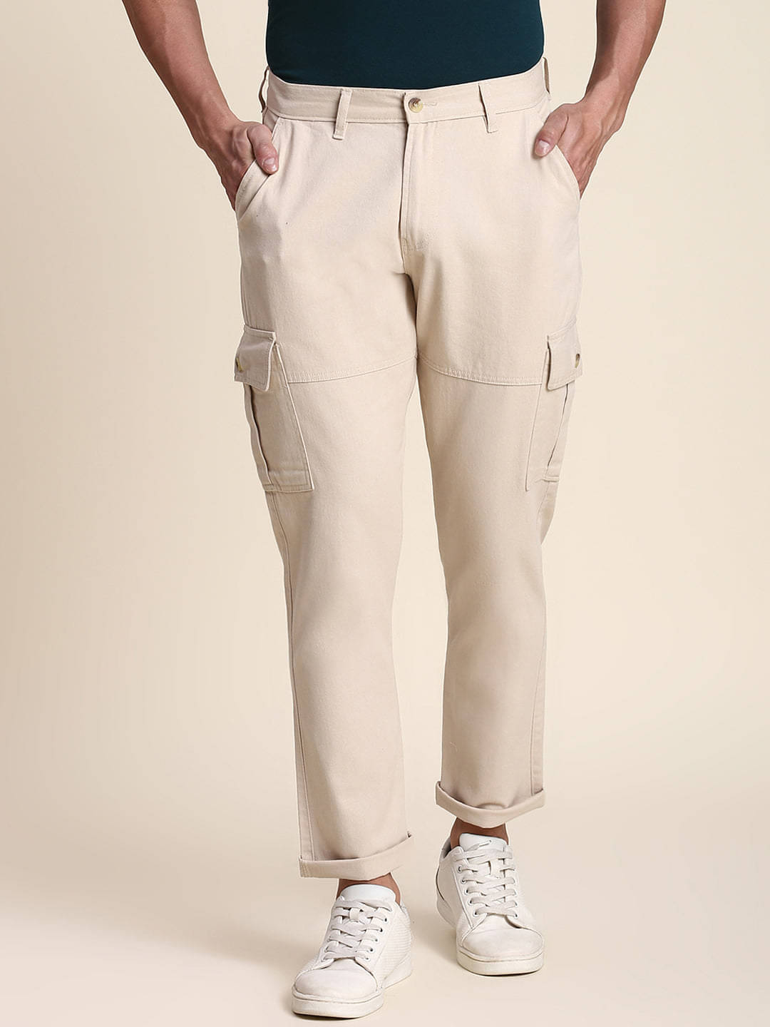     			Dennis Lingo Off White Slim Cargos ( Pack of 1 )