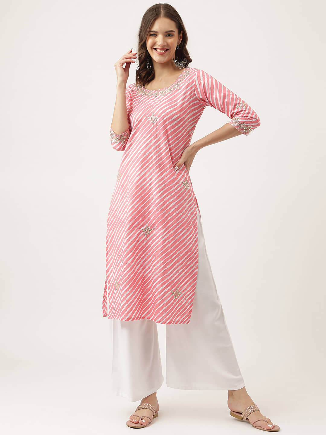 Divena - Pink Cotton Women's Straight Kurti ( Pack of 1 ) - Kurtis, Tunics | Buy online on ZillyBuy