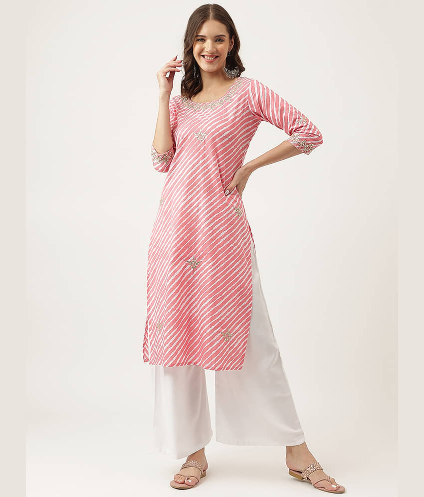 Divena - Pink Cotton Women's Straight Kurti ( Pack of 1 ) - Kurtis, Tunics | Buy online on ZillyBuy