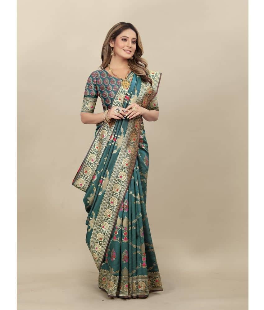 Gazal Fashions Banarasi Silk Embellished Saree With Unstitched Blouse Piece ( Pink ) - Sarees | Buy online on ZillyBuy