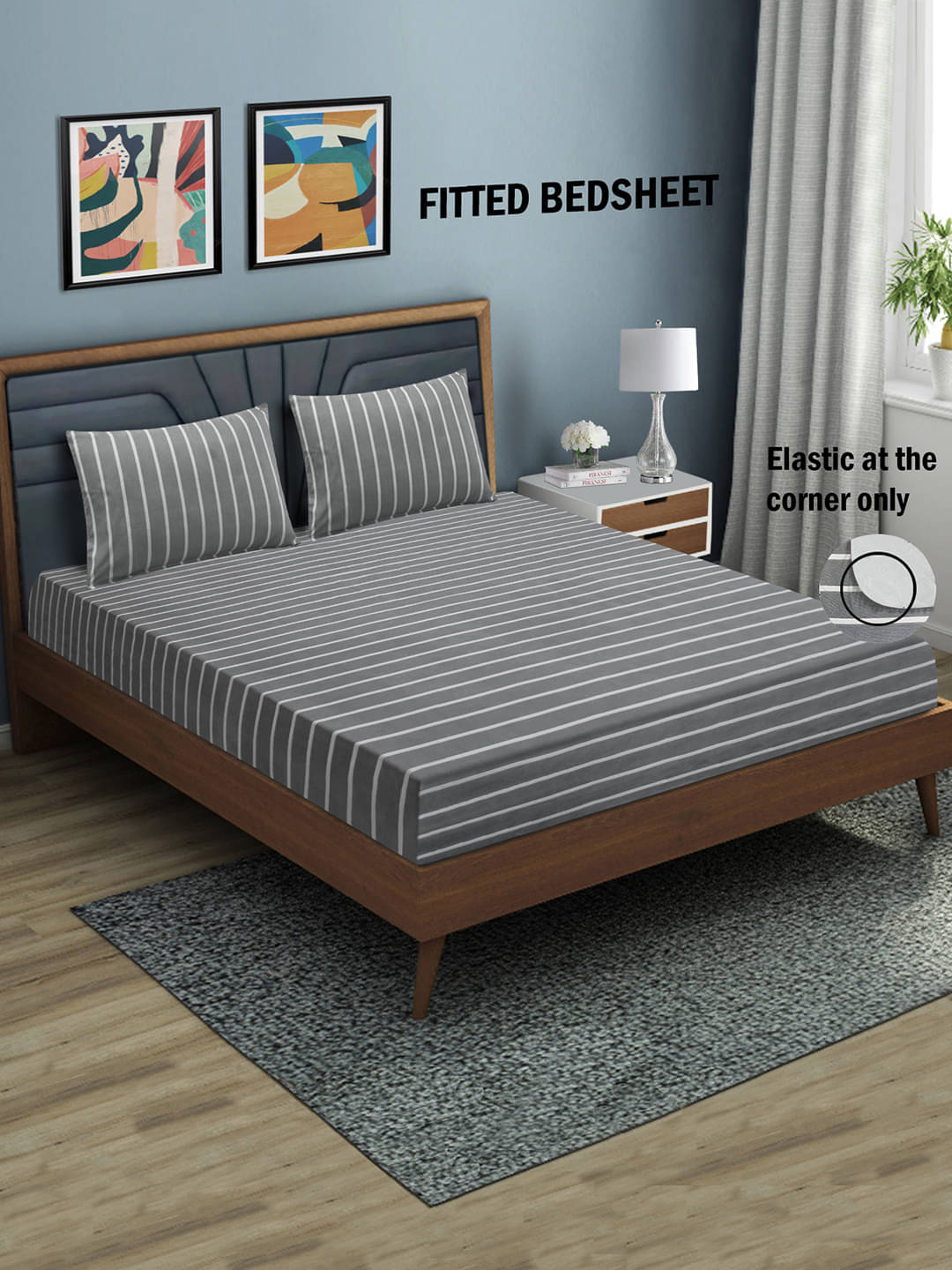     			Home Candy Microfibre Abstract 1 Bedsheet with 2 Pillow Covers - Gray