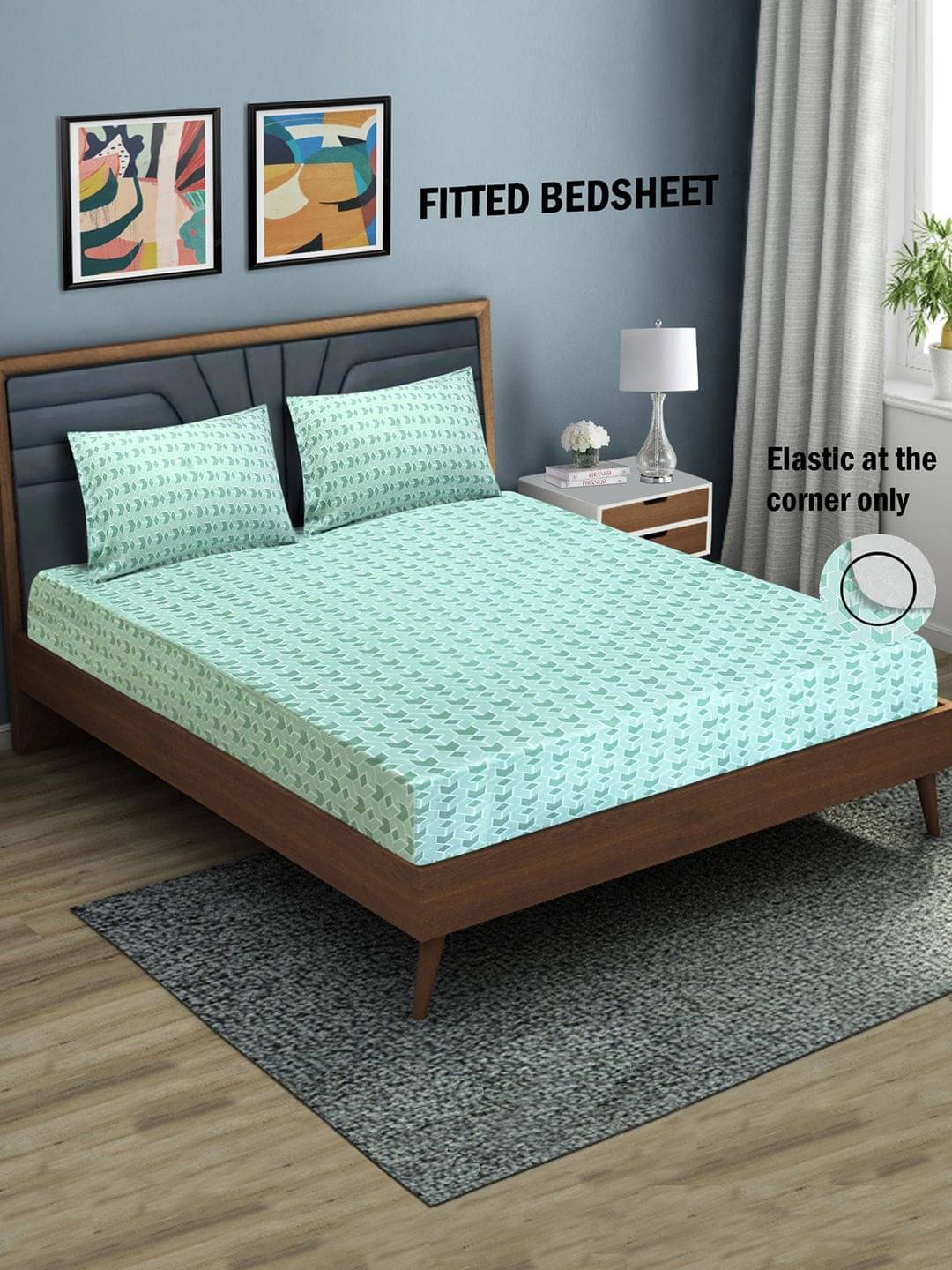 Home Candy Microfibre Abstract 1 Bedsheet with 2 Pillow Covers - Green Home Candy Microfibre Abstract 1 Bedsheet with 2 Pillow Covers - Green
