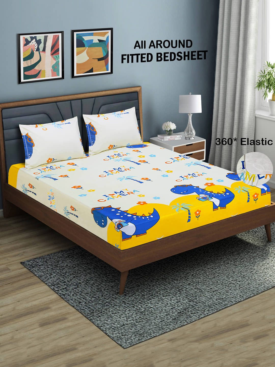 Home Candy Microfibre Animal 1 Bedsheet with 2 Pillow Covers - Multi