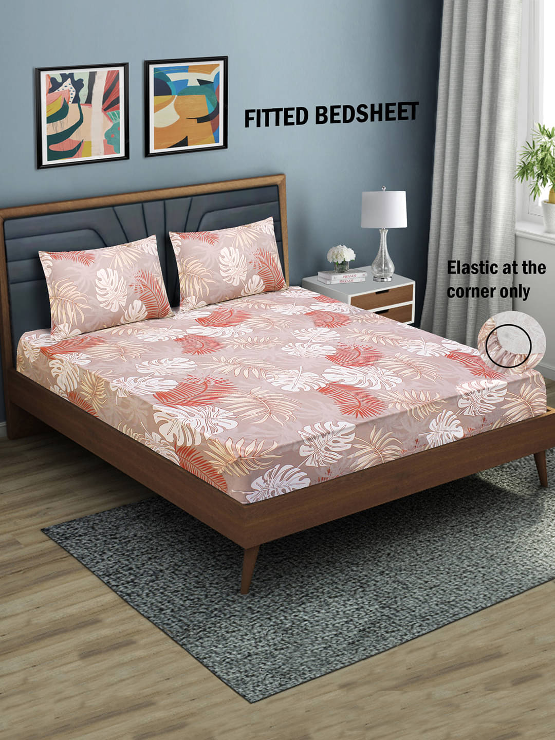     			Home Candy Microfibre Floral 1 Bedsheet with 2 Pillow Covers - Beige