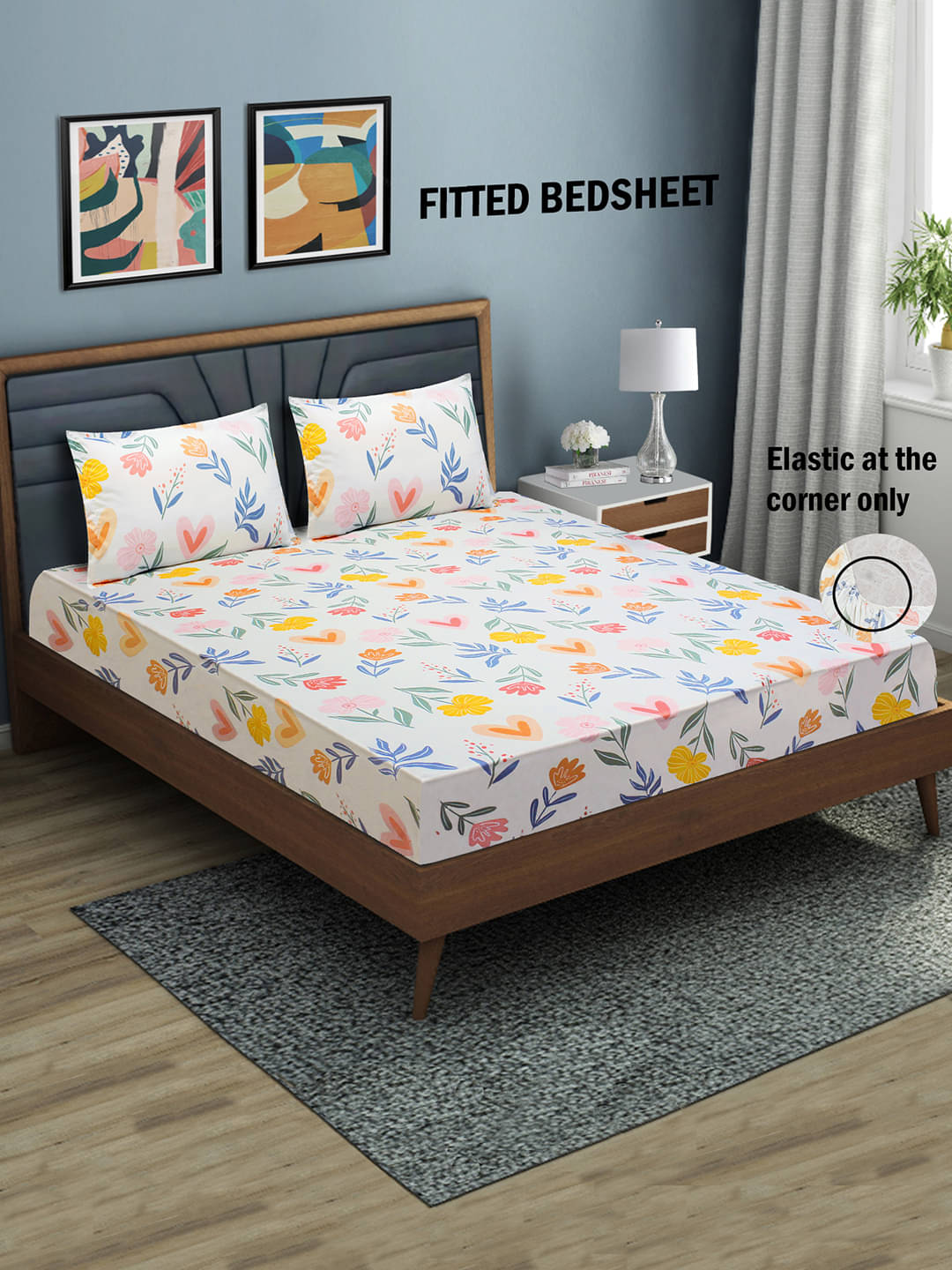 Home Candy Microfibre Floral 1 Bedsheet with 2 Pillow Covers - White Home Candy Microfibre Floral 1 Bedsheet with 2 Pillow Covers - White