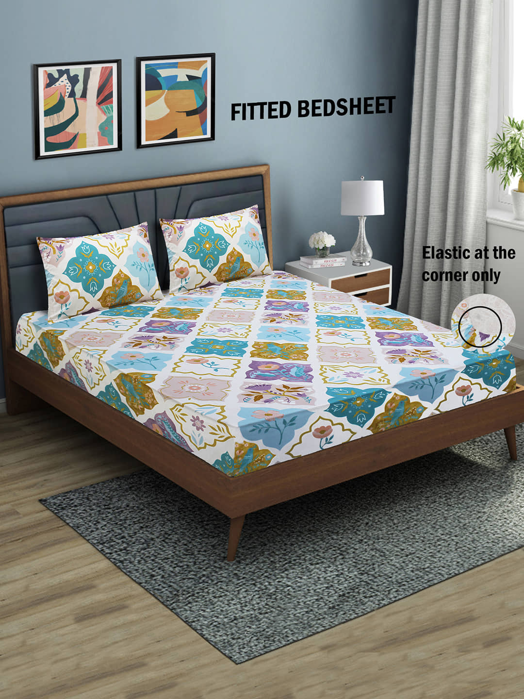 Home Candy Microfibre Floral 1 Bedsheet with 2 Pillow Covers - Multi