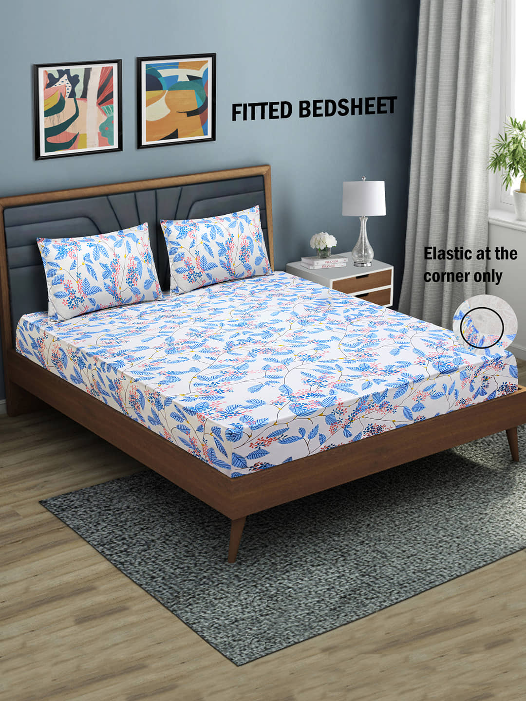 Home Candy Microfibre Floral 1 Bedsheet with 2 Pillow Covers - White