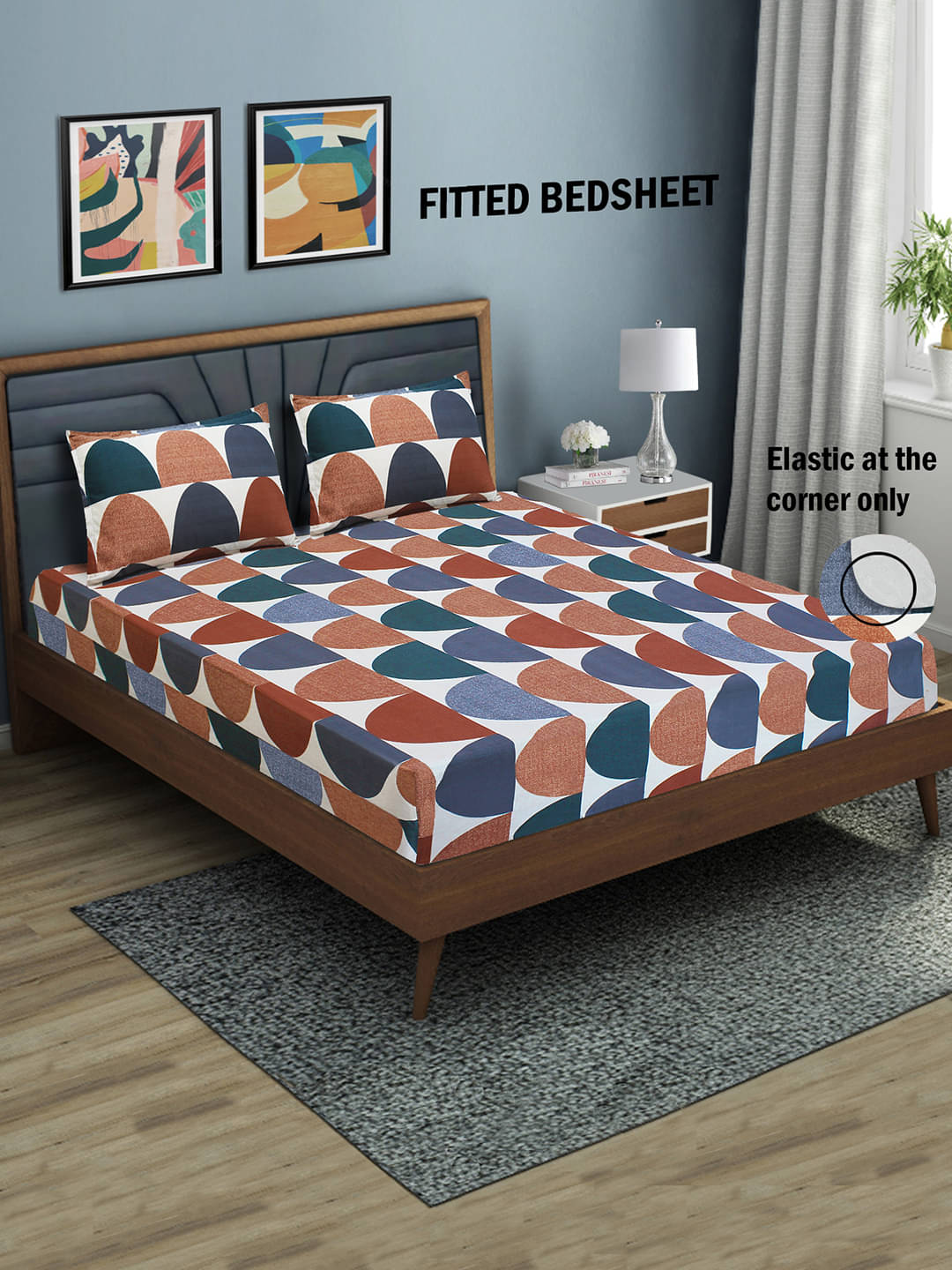 Home Candy Microfibre Geometric 1 Bedsheet with 2 Pillow Covers - Multi Home Candy Microfibre Geometric 1 Bedsheet with 2 Pillow Covers - Multi