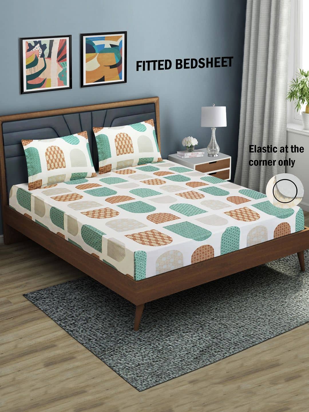 Home Candy Microfibre Geometric 1 Bedsheet with 2 Pillow Covers - Multi