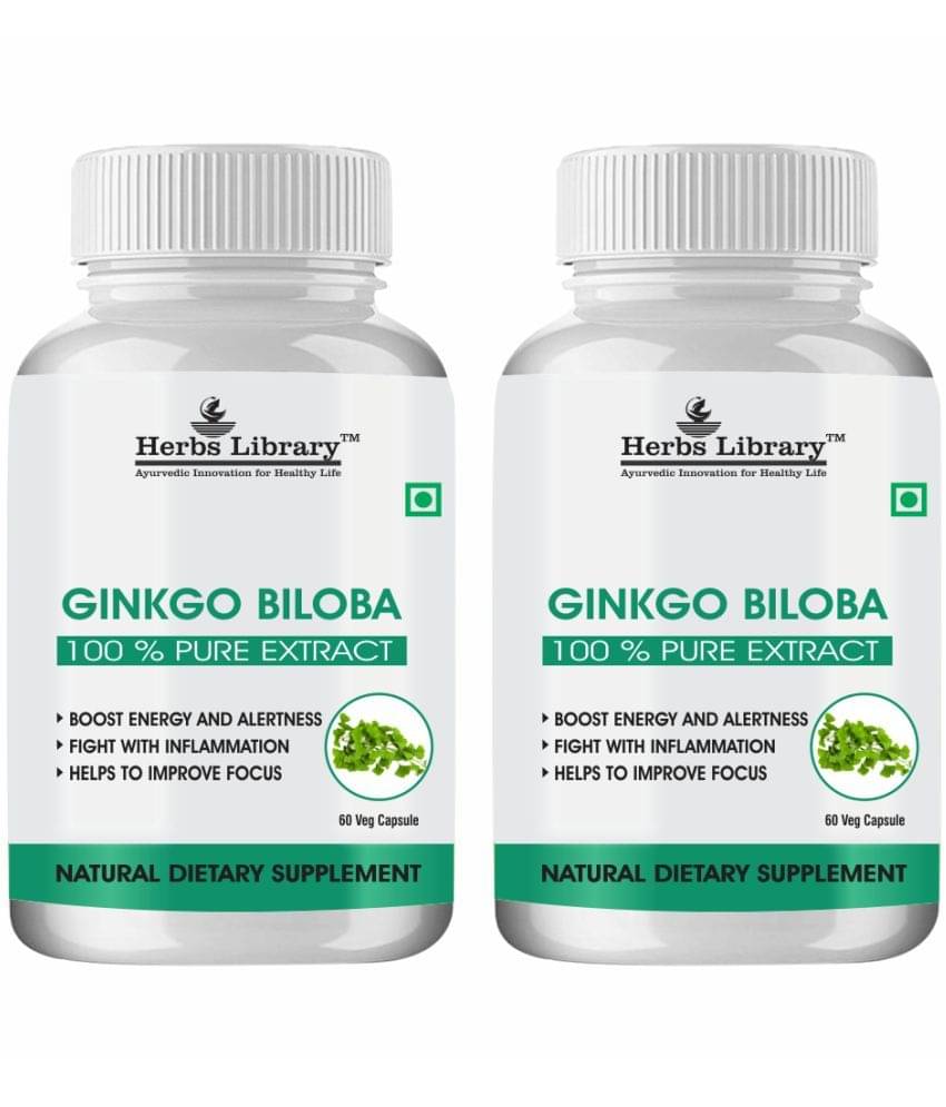 Herbs Library Ginkgo Biloba for Better Concentration, Memory & Learning 60 Capsules Each (Pack of 2) Herbs Library Ginkgo Biloba for Better Concentration, Memory & Learning 60 Capsules Each (Pack of 2)
