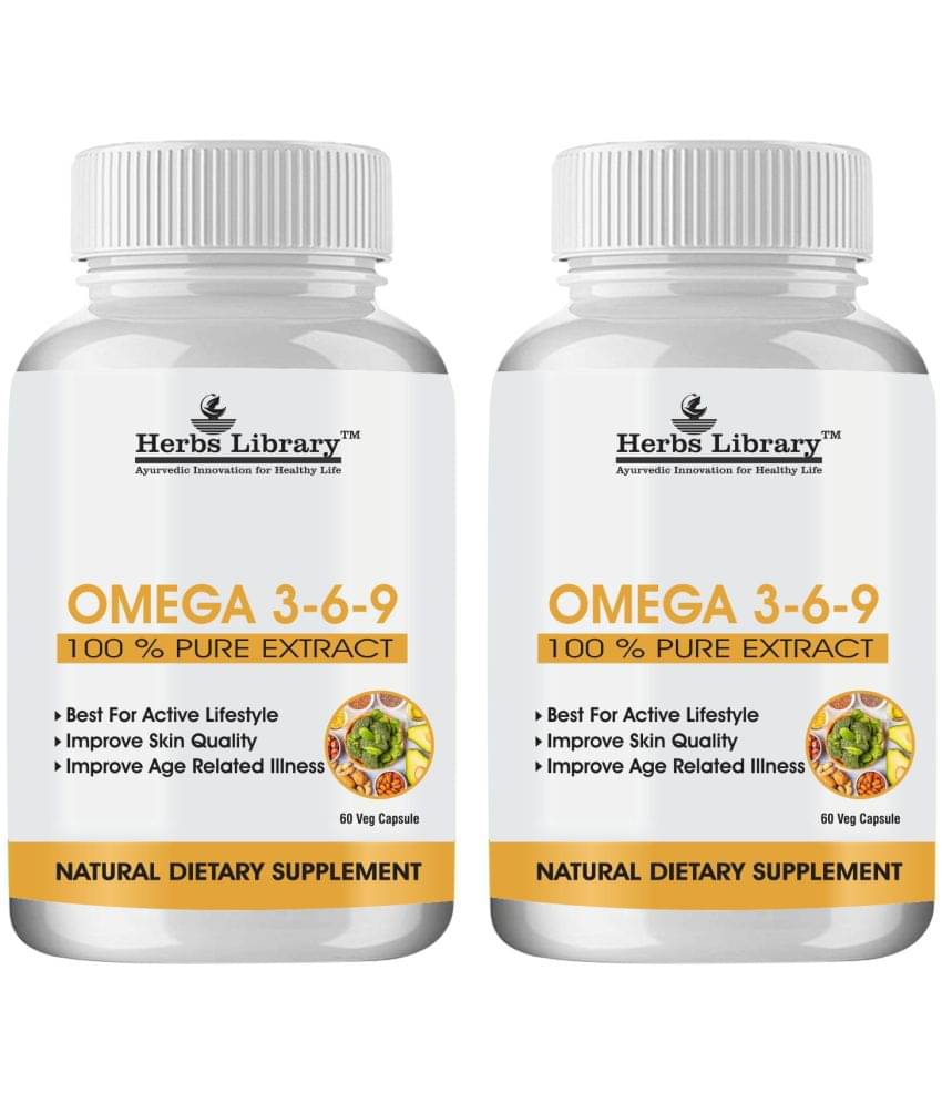     			Herbs Library Omega 3 6 9 Supplement For Skin, Heart & Joint Health 60 Capsules Each (Pack of 2)