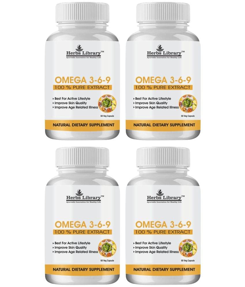 Herbs Library Omega 3 6 9 Supplement For Skin, Heart & Joint Health, 60 Capsules Each (Pack of 4) Herbs Library Omega 3 6 9 Supplement For Skin, Heart & Joint Health, 60 Capsules Each (Pack of 4)