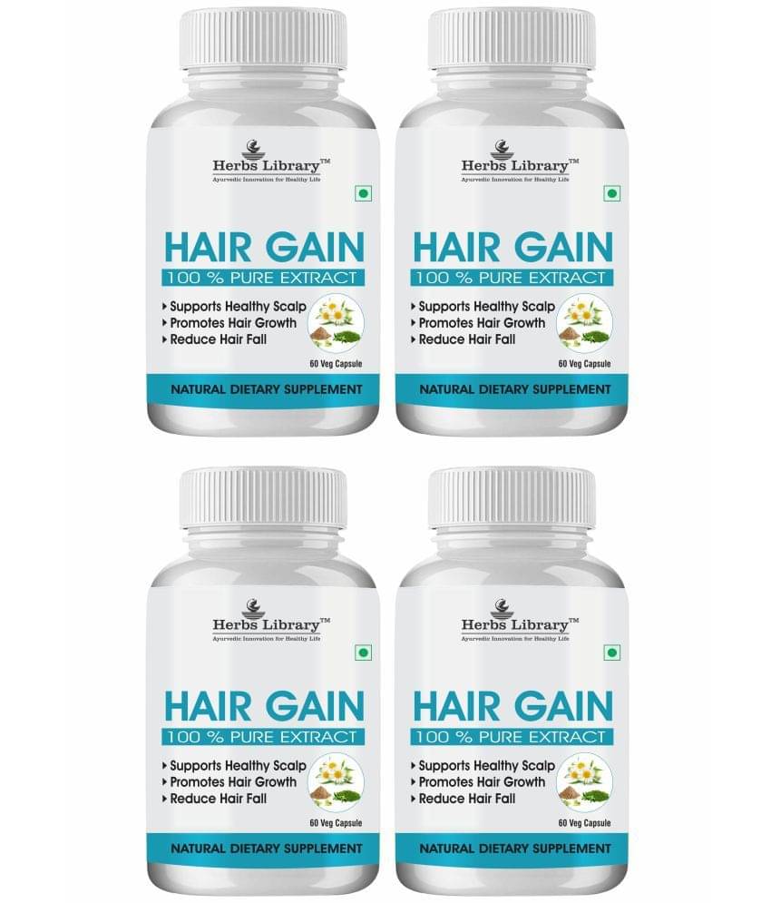 Herbs Library Hair Gain, Herbal Supplement For Hair Growth, 60 Capsules Each(Pack of 4) Herbs Library Hair Gain, Herbal Supplement For Hair Growth, 60 Capsules Each(Pack of 4)