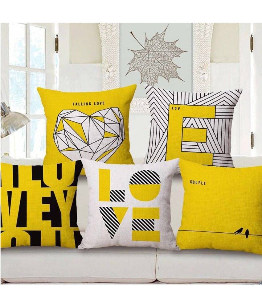 Home Solution Set of 5 Jute Typography Square Cushion Cover (40X40)cm - Multi Home Solution Set of 5 Jute Typography Square Cushion Cover (40X40)cm - Multi