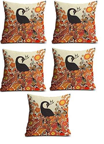 Home Solution Set of 5 Jute Birds Square Cushion Cover (40X40)cm - Multi Home Solution Set of 5 Jute Birds Square Cushion Cover (40X40)cm - Multi