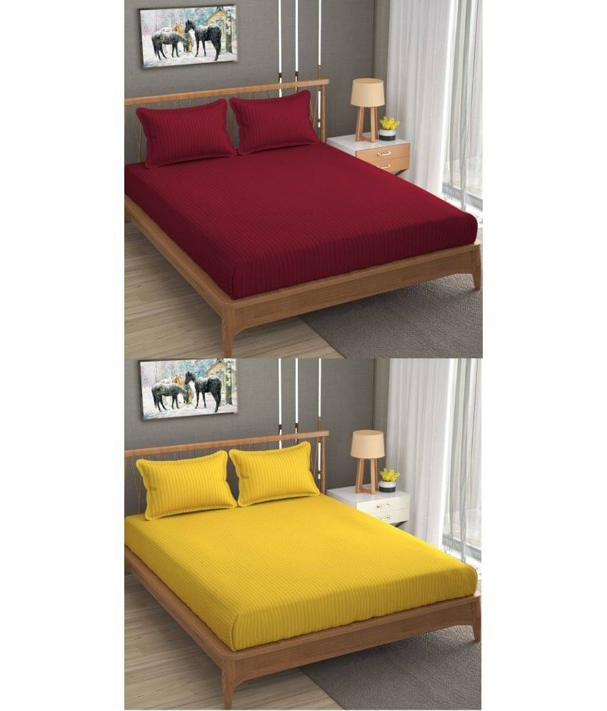     			Homefab India Cotton Double Bedsheet ( Yellow )