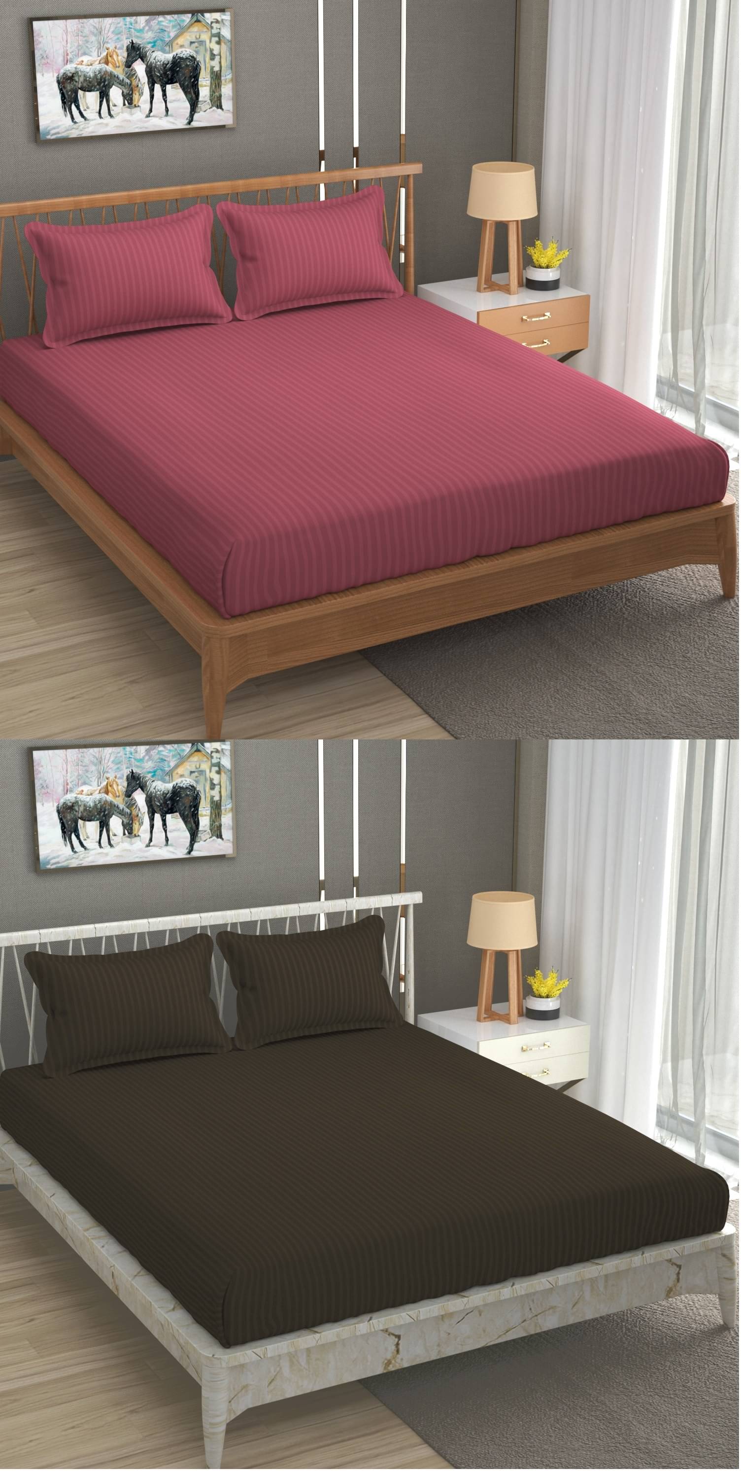     			Homefab India Cotton Double Bedsheet ( Brown )