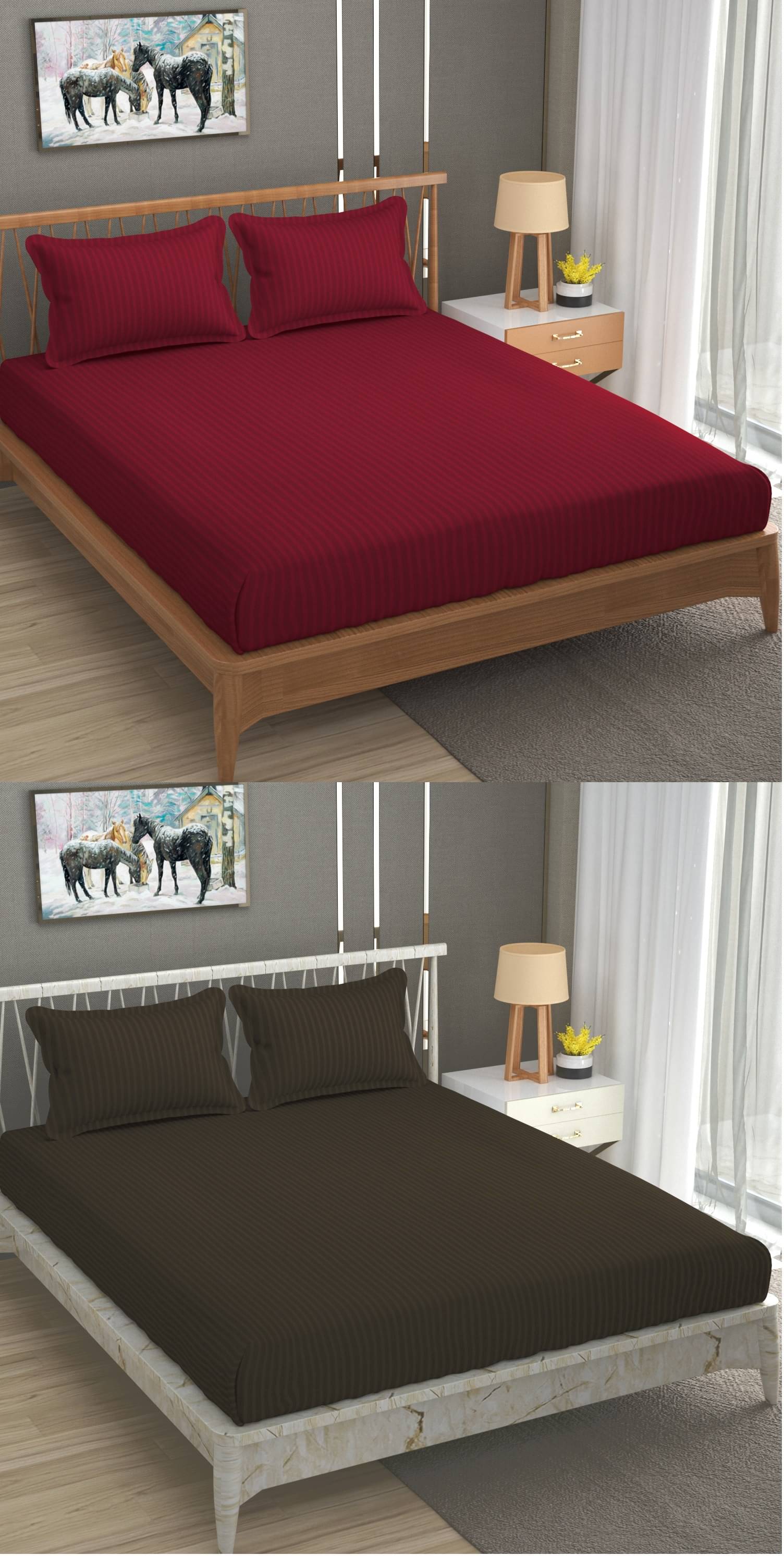 Homefab India Cotton Double Bedsheet ( Brown ) Homefab India Cotton Double Bedsheet ( Brown )