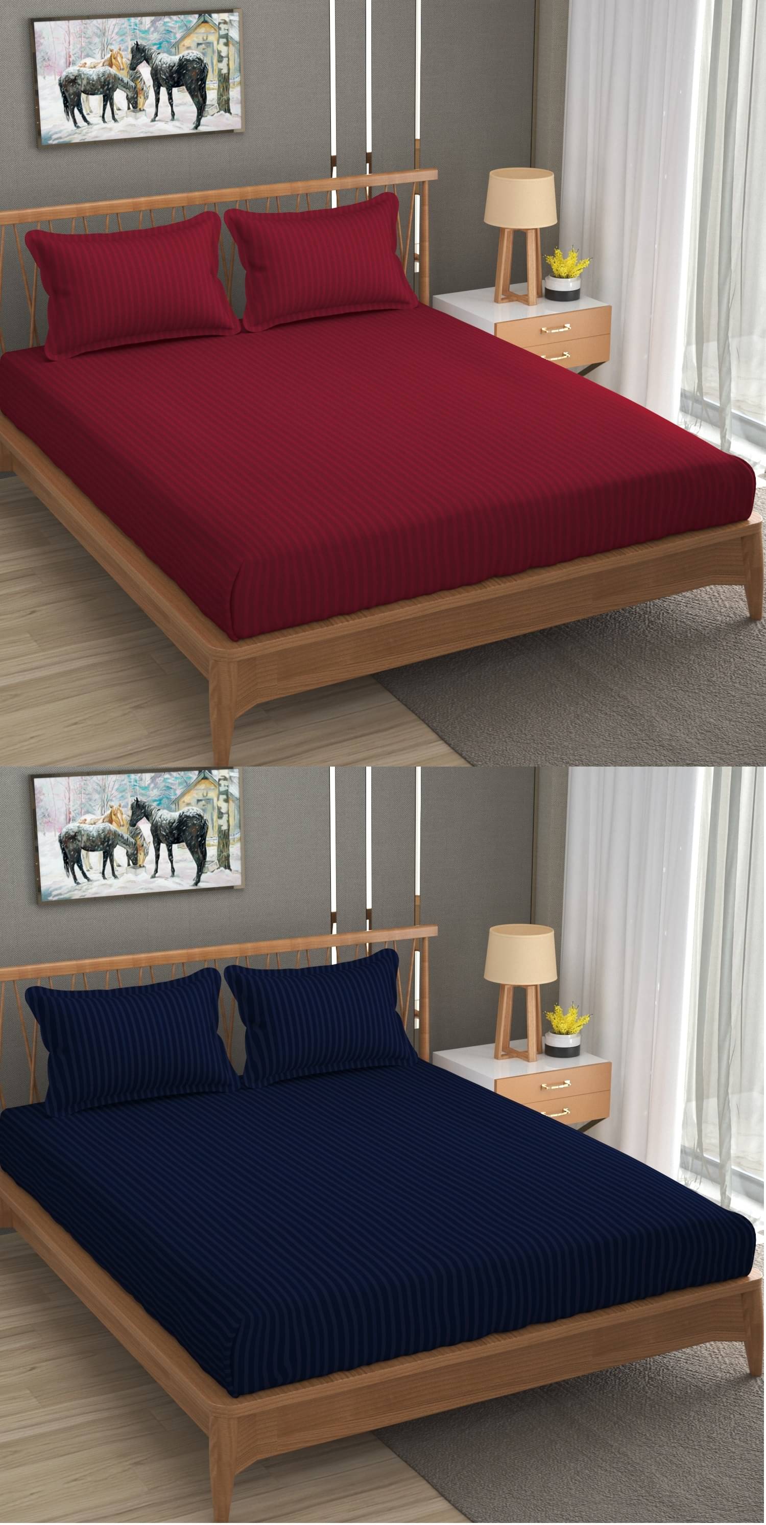 Homefab India Cotton Double Bedsheet ( Navy Blue ) Homefab India Cotton Double Bedsheet ( Navy Blue )